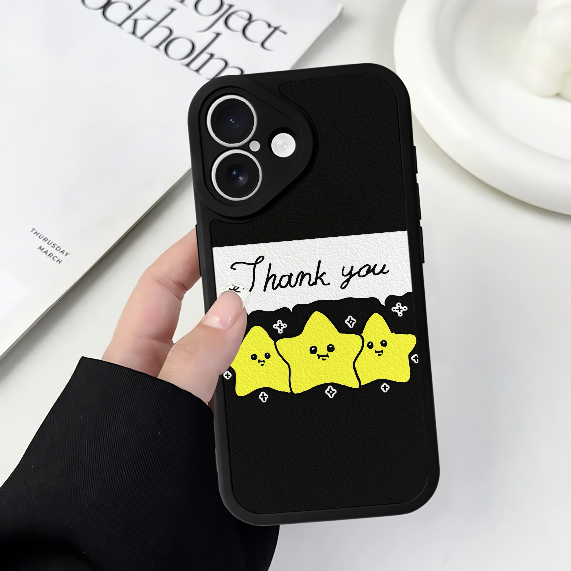 （画像用） ちいかわ 流れ星 Chii-kawa Shooting star 【iPhone 16シリーズ対応】シリコンスマホケース（レザー調） 材質：シリコン